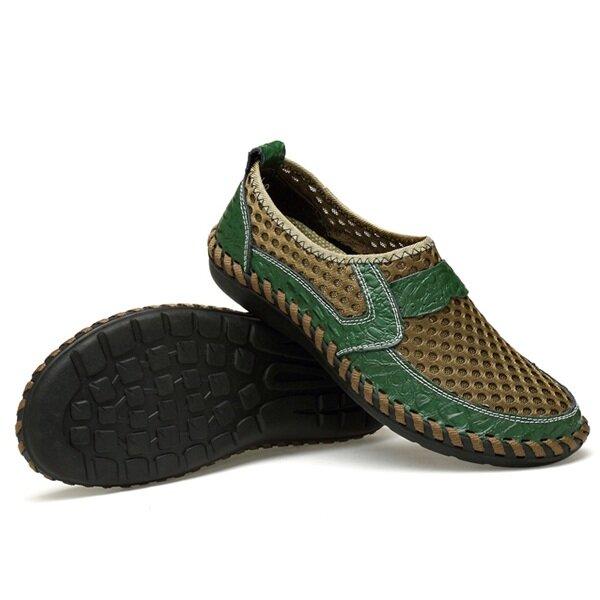 Men's Water Shoes Stitching Honeycomb Mesh Soft Loafers Breathable Outdoor Casual Shoes