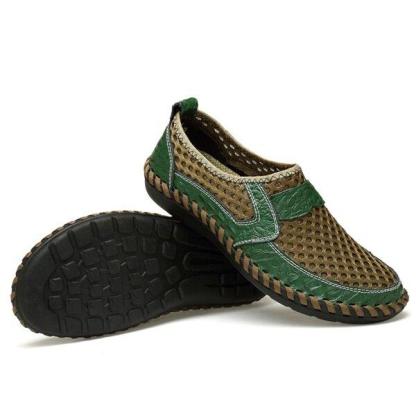 Men's Water Shoes Stitching Honeycomb Mesh Soft Loafers Breathable Outdoor Casual Shoes