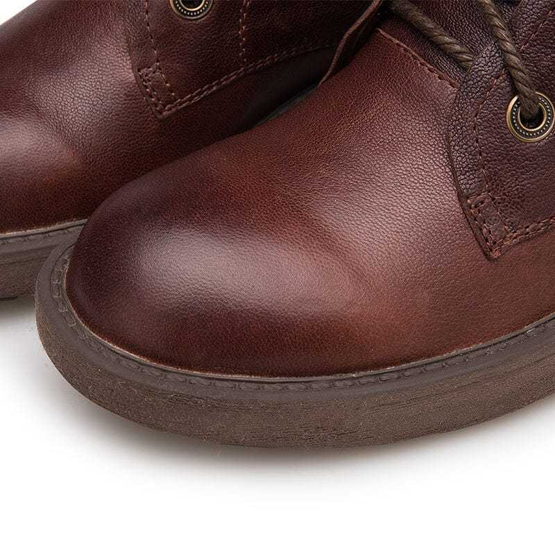 Women's Handmade Sheepskin Combat Boots Designer Retro Chunky Riding Boots