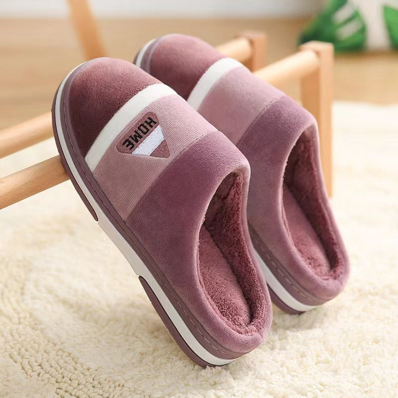 Velvet Fur Men Indoor Slippers Cushion Winter Shoes