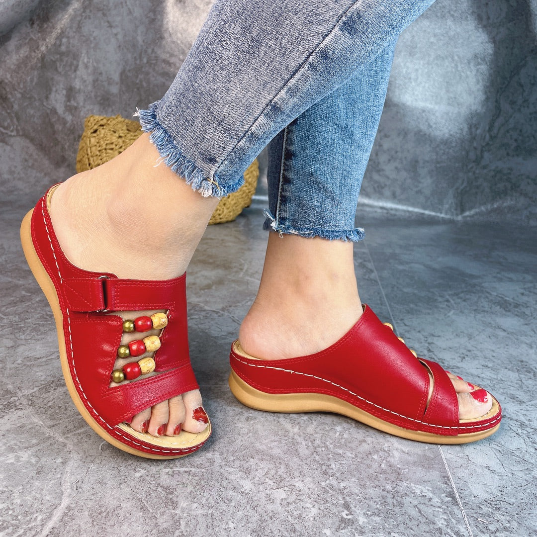 Orthopedic Wedge Heel Slip On Open Toe Mules Sandals Womens Slipper