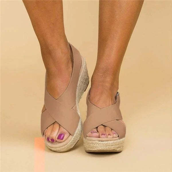 Luckweek | Orthopaedic Wedge Espadrilles in Taupe