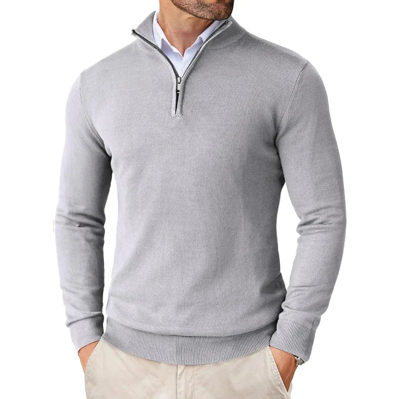 Men's Cotton Blend Zip Neck Sweater