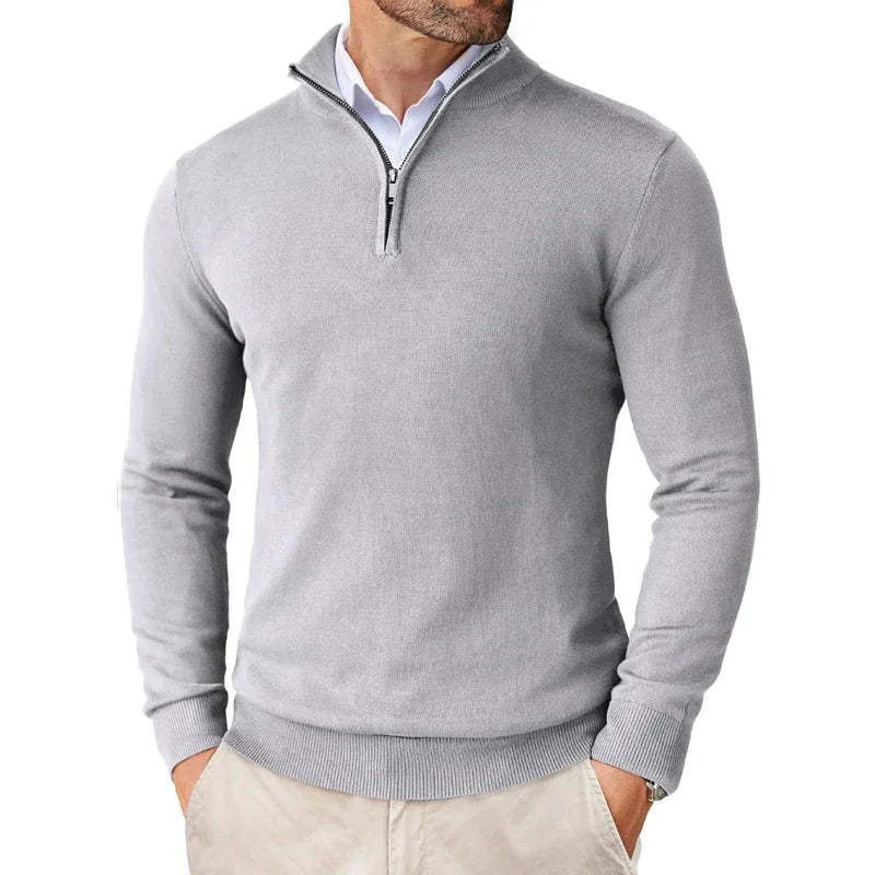 Men's Cotton Blend Zip Neck Sweater