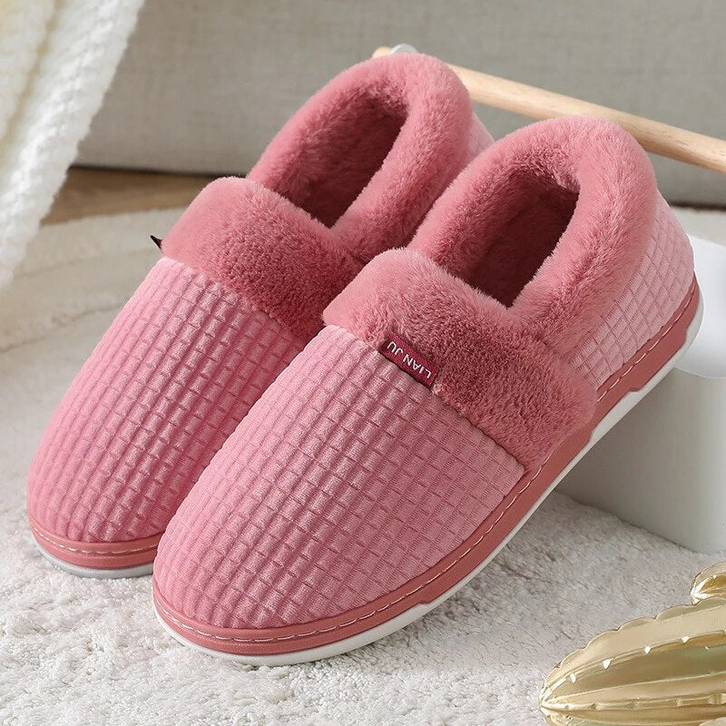 Men Colorful Home Fur Slippers Winter Shoes