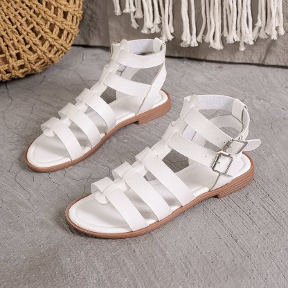 Summer Hollow Woven Thick Heel Non-Slip Sand Roman Shoes
