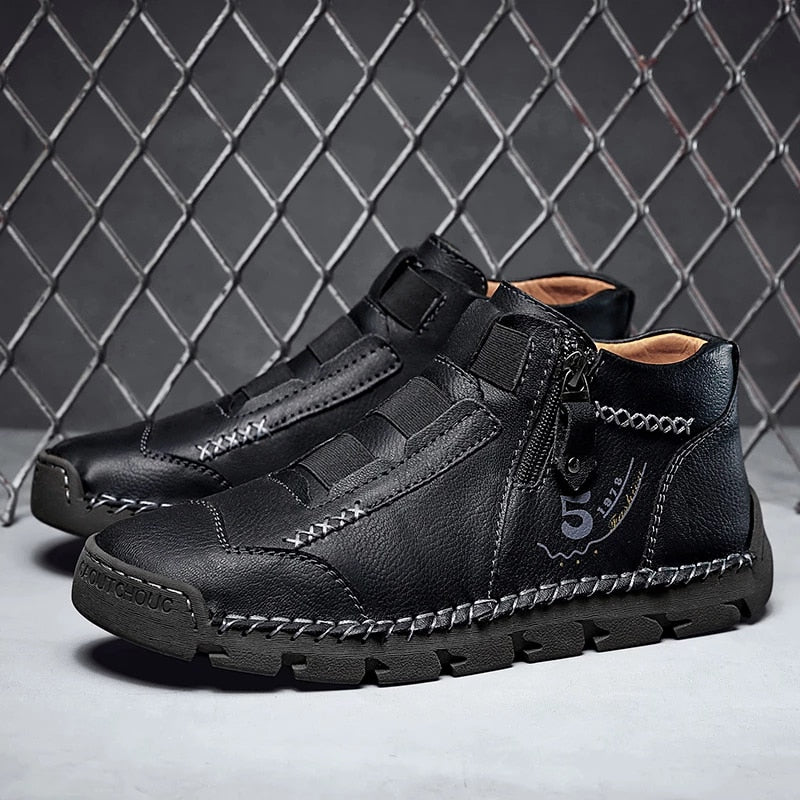 Leather Ankle Boots For Men Comfy Walking Orthopedic Shoes