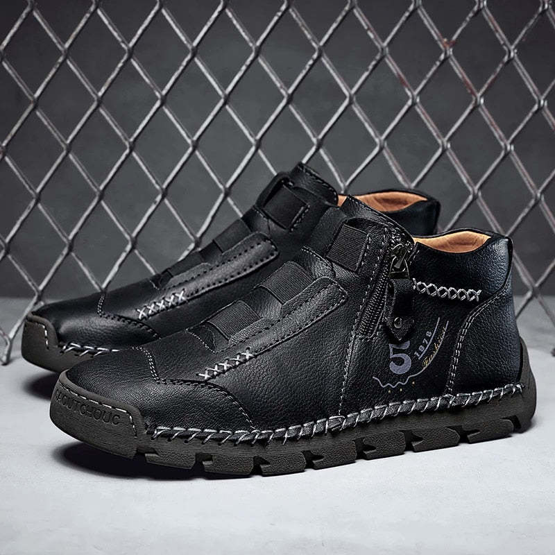 Leather Ankle Boots For Men Comfy Walking Orthopedic Shoes