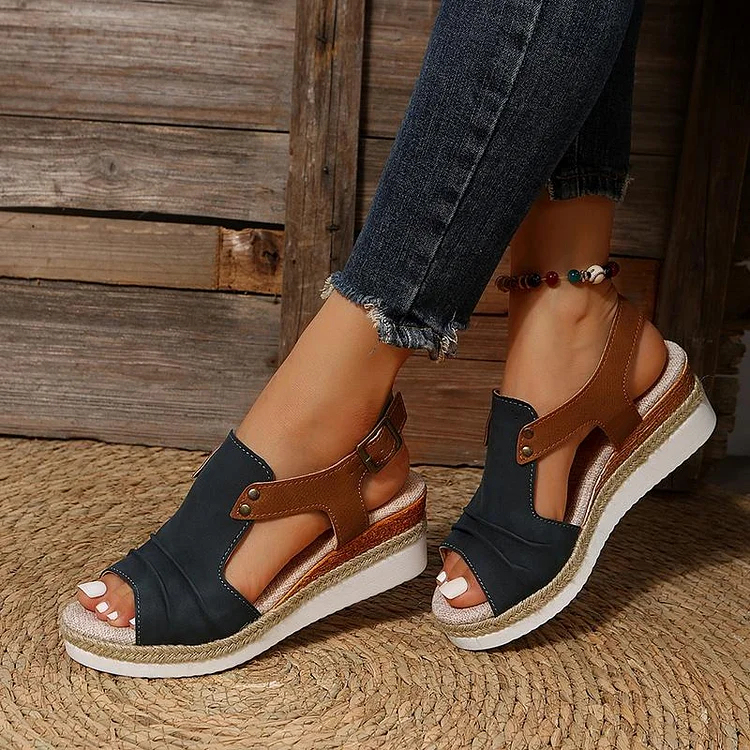 Women's Thick-Soled Buckle Wedge Sandals