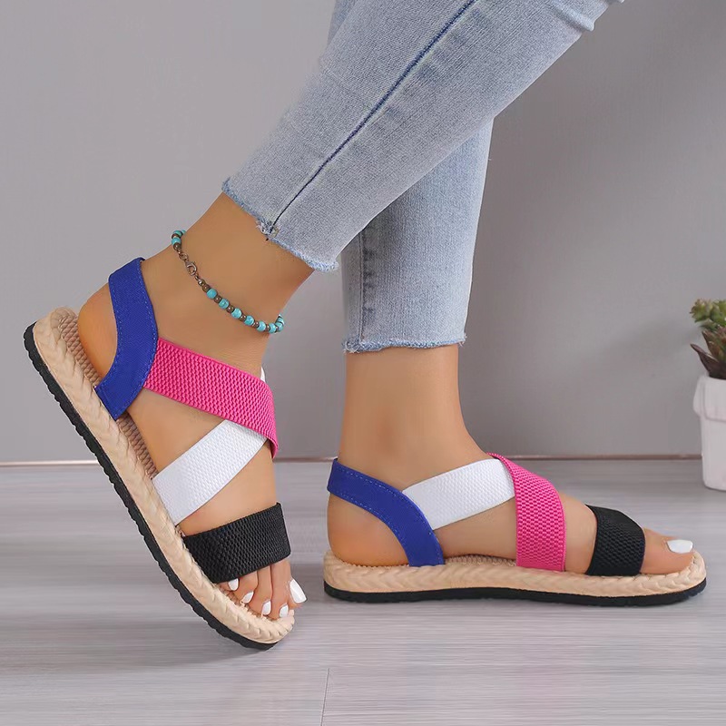 Women's Orthopedic Stretch Sandals Cork Espadrille Roman Sandals