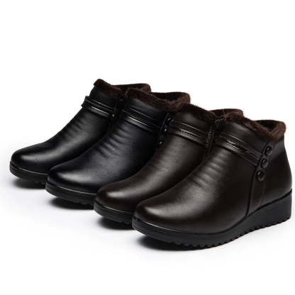 Orthopedic Snow Boots Women Leather Ankle Shoes