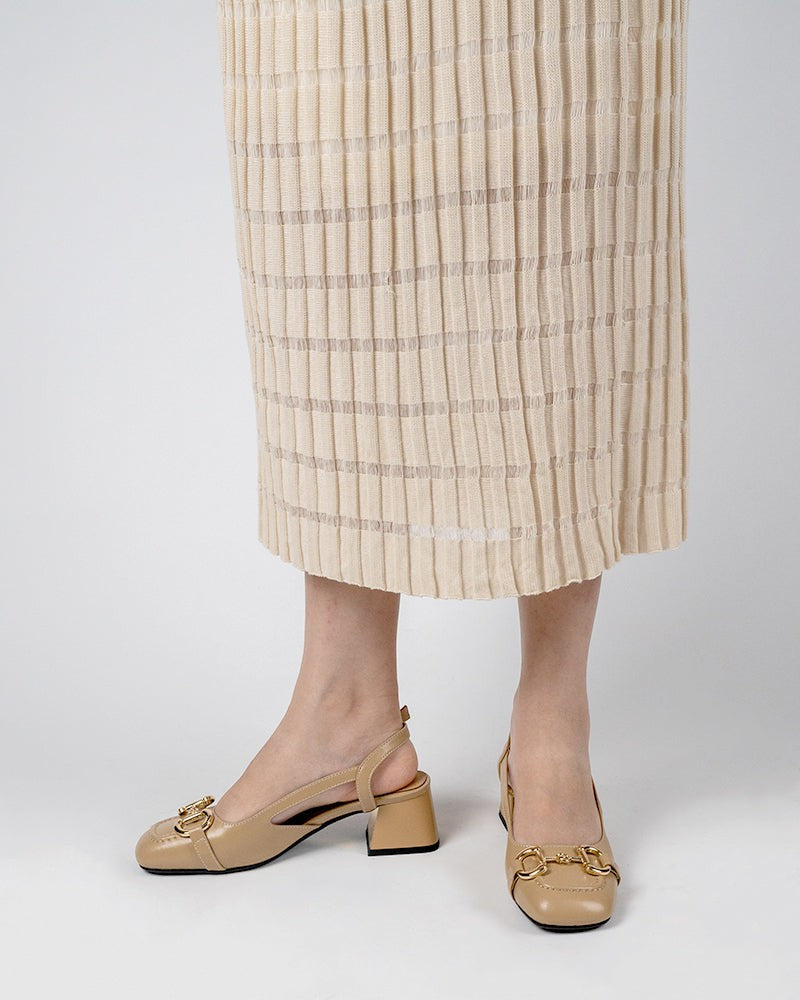 Classic Metal Buckle Slingback Low-Heel Chunky Heels Sandals