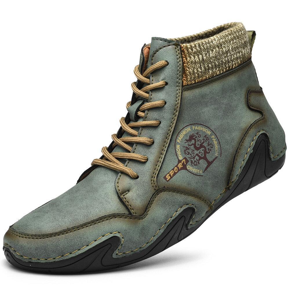 Barefoot Shoes Men's Handmade Soft Slip Resistant Lace Up Leather Ankle Boots