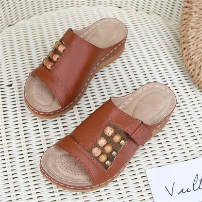 Orthopedic Wedge Heel Slip On Open Toe Mules Sandals Womens Slipper