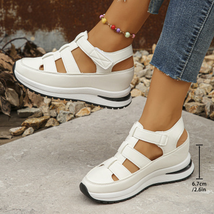 Women's Comfortable Platform Wedge Leather Roman Sandals