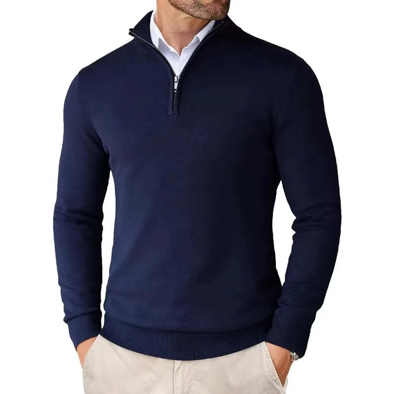 Men's Cotton Blend Zip Neck Sweater