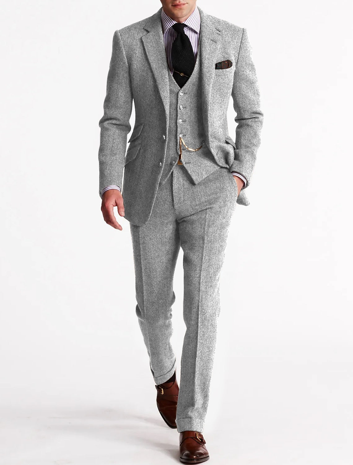Men's Tweed 3-Piece Tuxedo Suit