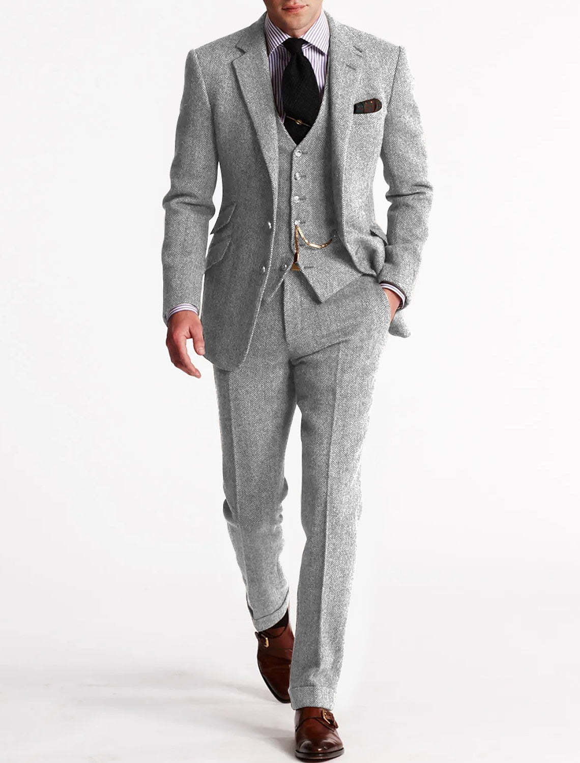 Men's Tweed 3-Piece Tuxedo Suit