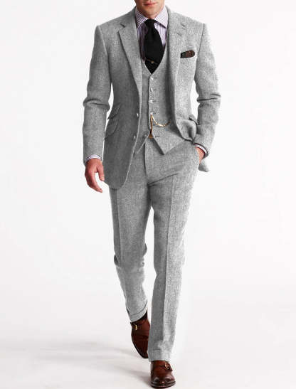 Men's Tweed 3-Piece Tuxedo Suit