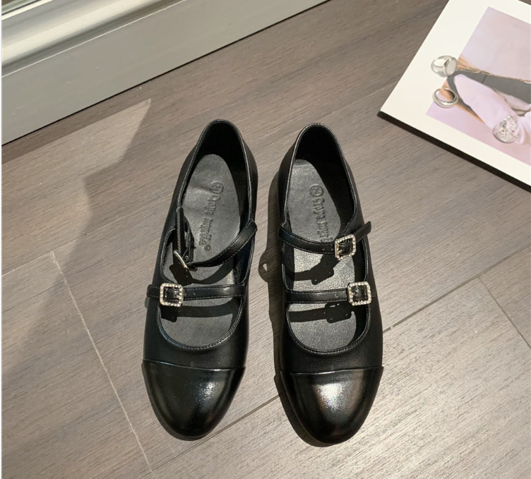 Ruond Toe Low Heel Mary Jane Pumps Buckle Dress Shoes