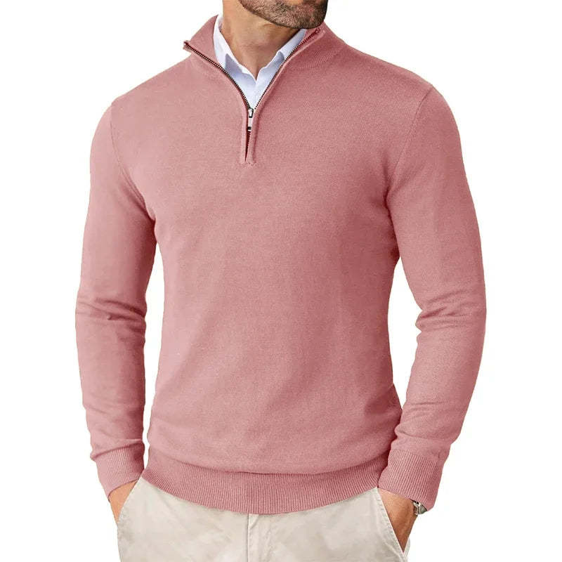 Men's Cotton Blend Zip Neck Sweater