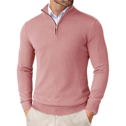 Men's Cotton Blend Zip Neck Sweater