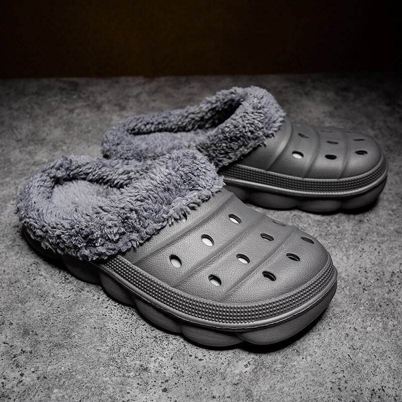 Fluffy Plush Slippers Plus Size EVA Men Clogs