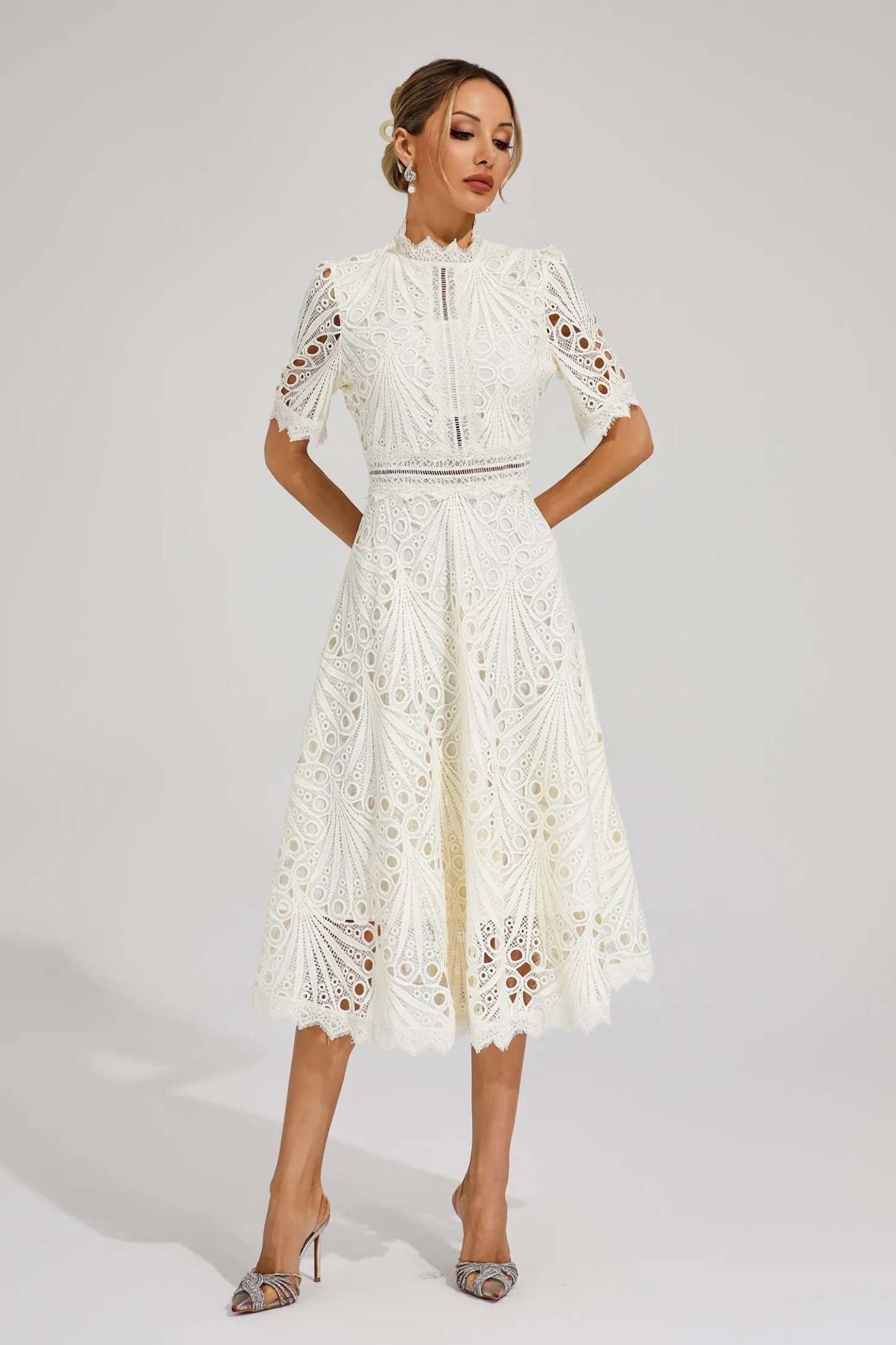 Elegant Lace Midi Dress for Women