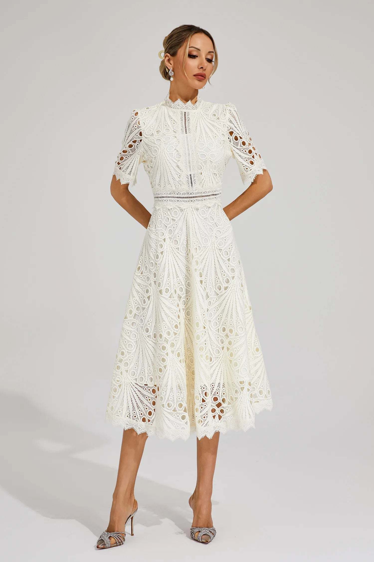 Elegant Lace Midi Dress for Women