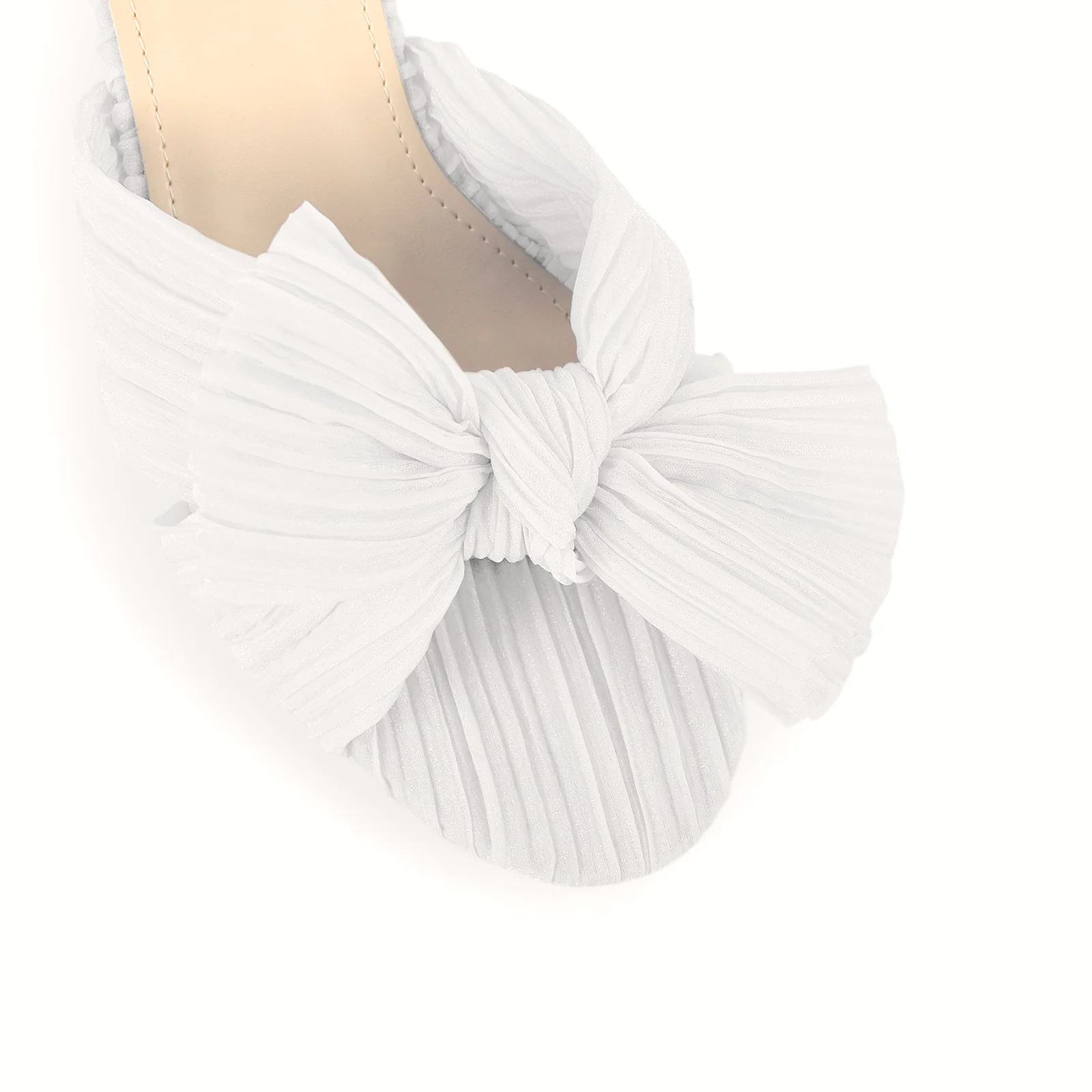 Women's Chunky Heel Pleated Bow Sandals