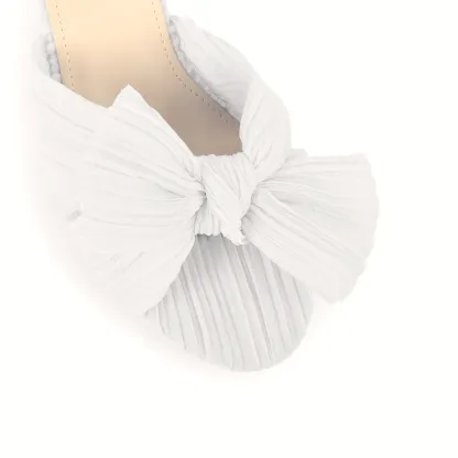 Women's Chunky Heel Pleated Bow Sandals