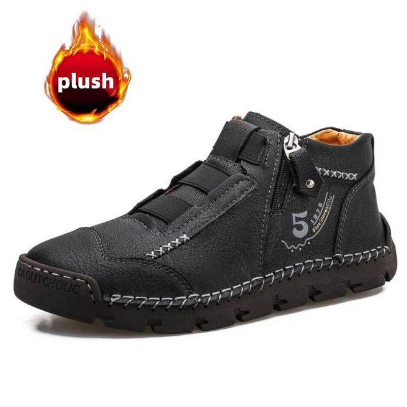 Leather Ankle Boots For Men Comfy Walking Orthopedic Shoes