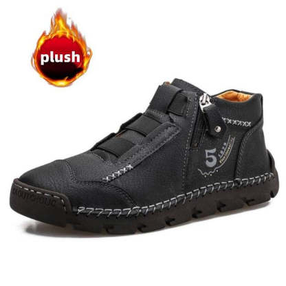 Leather Ankle Boots For Men Comfy Walking Orthopedic Shoes
