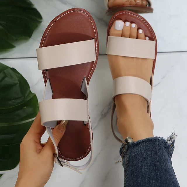 Women's Roman Flat Leather Sandals