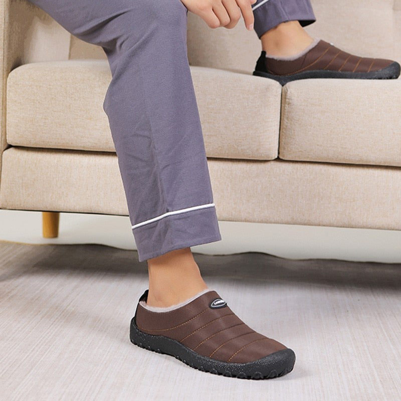 Fur Slippers For Men Waterproof Indoor And Outdoor Winter Slides