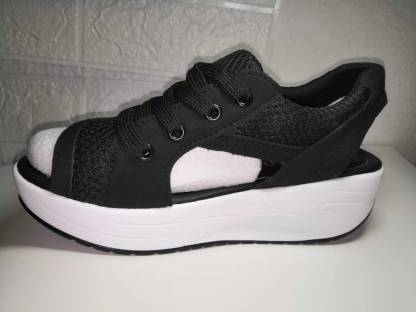 2023 New Contrast Paneled Cutout Lace-up Muffin Sandals