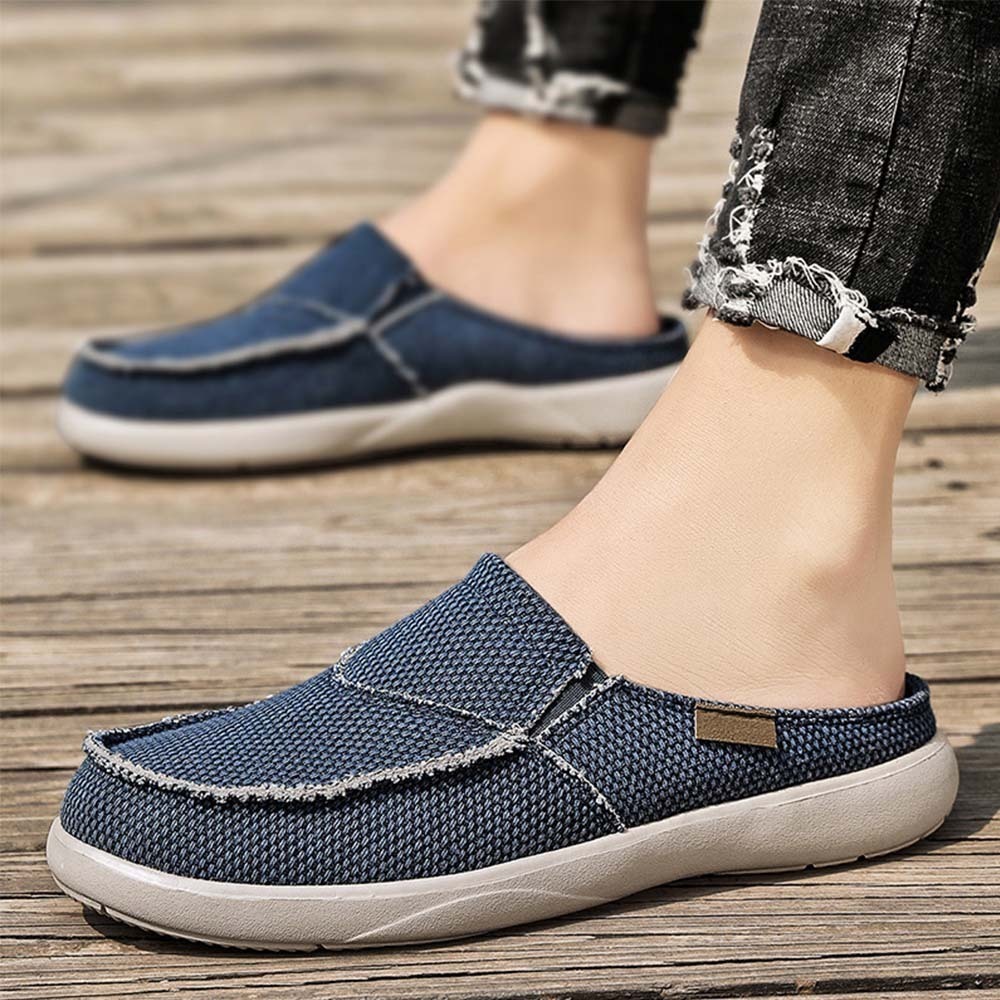 Summer New Men's Light Casual Denim Slip On Half Slippers
