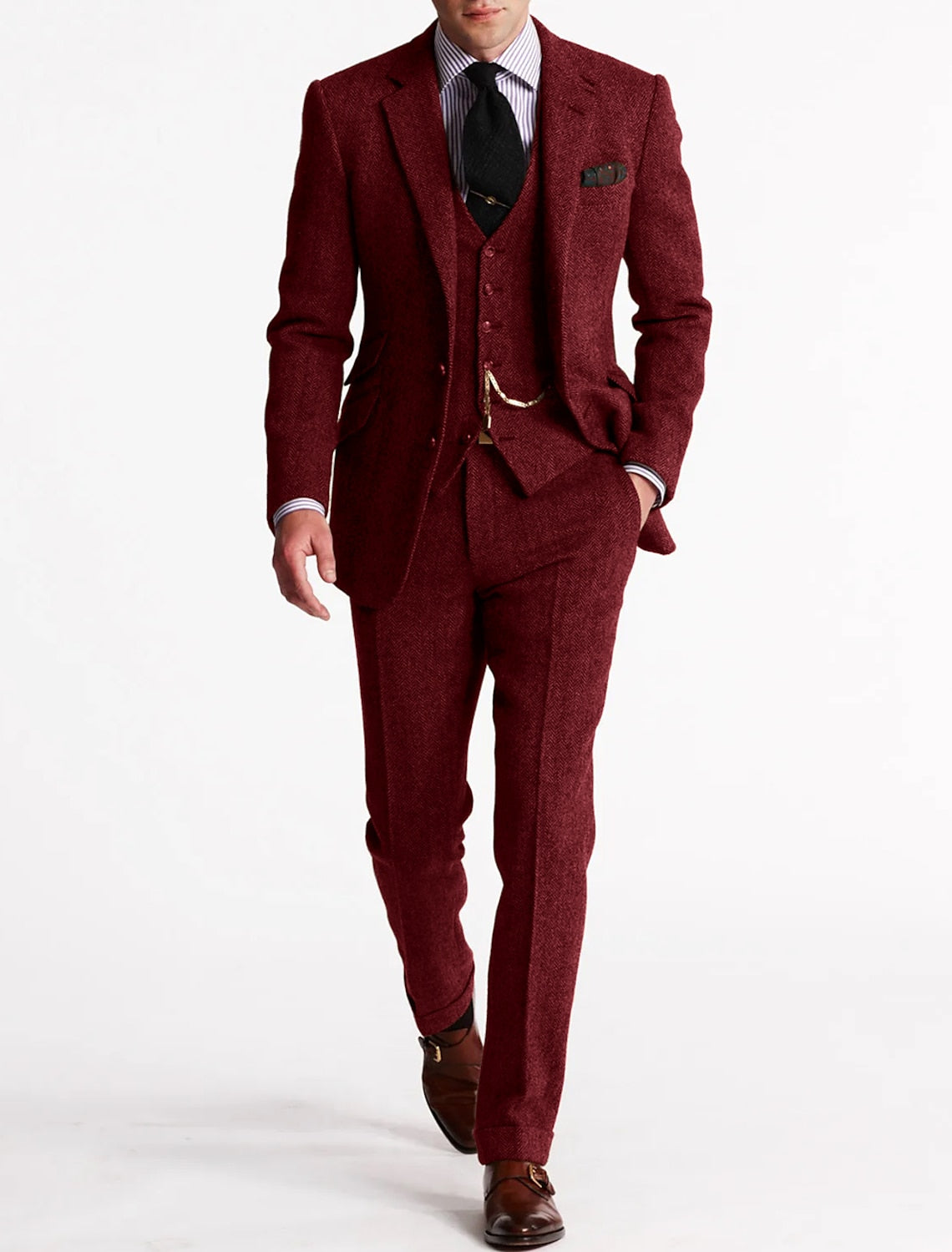 Men's Tweed 3-Piece Tuxedo Suit