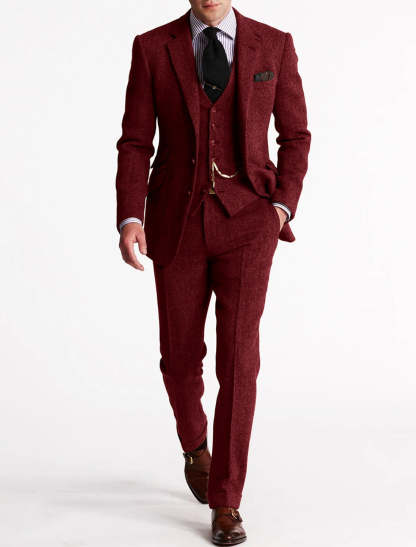 Men's Tweed 3-Piece Tuxedo Suit