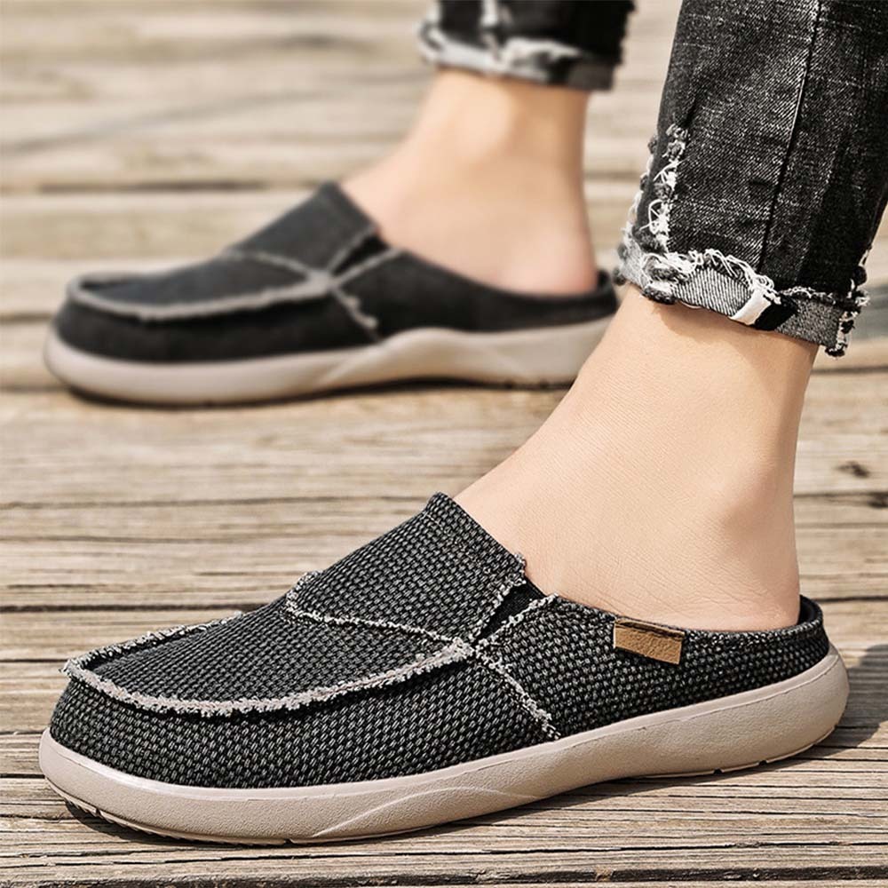 Summer New Men's Light Casual Denim Slip On Half Slippers