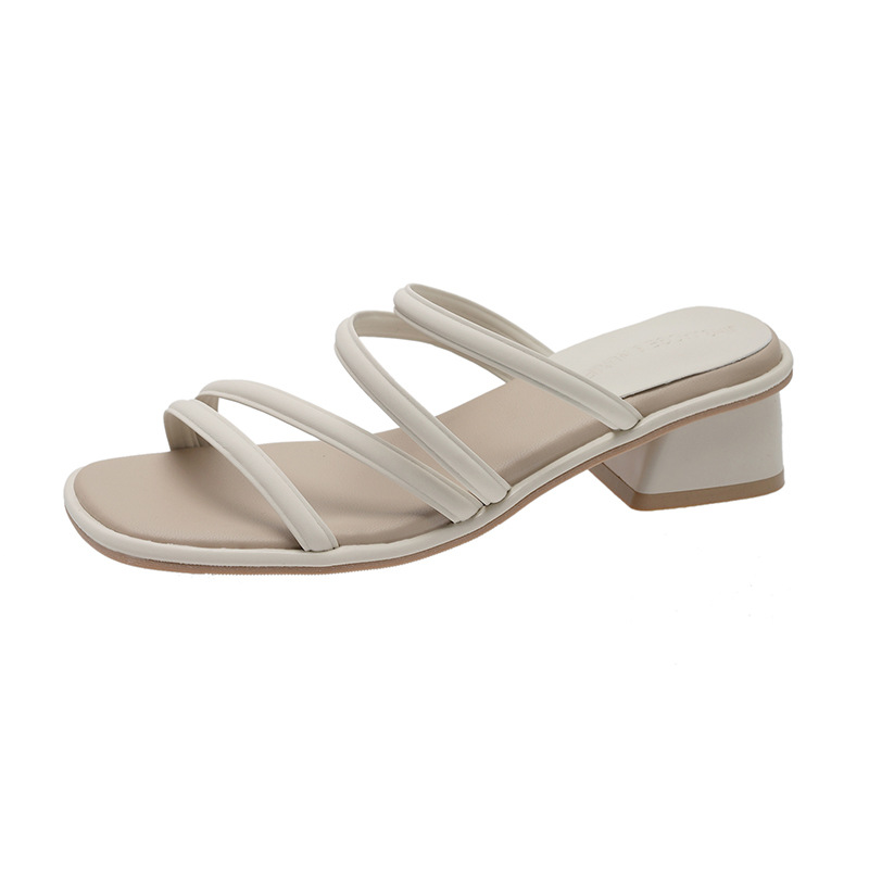 Women's Strappy Heels Block Open Toe Low Heel Chunky Mules Sandals Dress Shoes