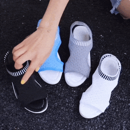 Breathable Peep Toe Light Mesh Flat Tennis Sandals For Women