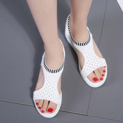 Breathable Peep Toe Light Mesh Flat Tennis Sandals For Women