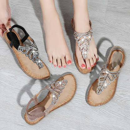 Rhinestone Platform Bohemian Sandals
