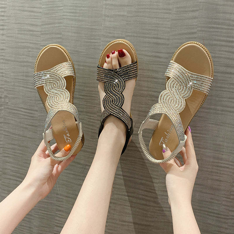 Rhinestone Wedge Sandals