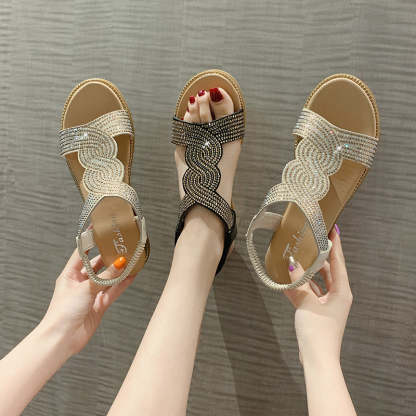 Rhinestone Wedge Sandals