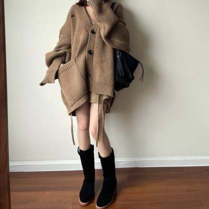 Womens Suede Leather Mid Calf Boots