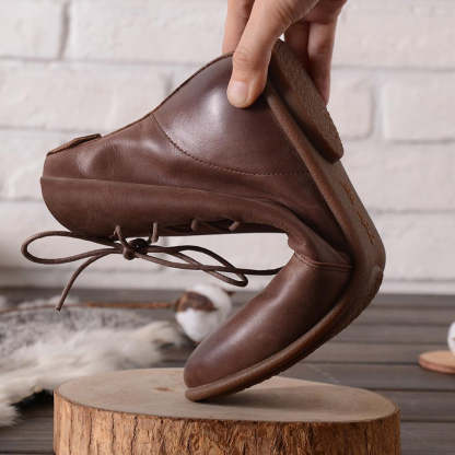 Oxfords For Women Lace Up Flat Sole Ankle Boots Handmade Waxing Leather Martin Boots