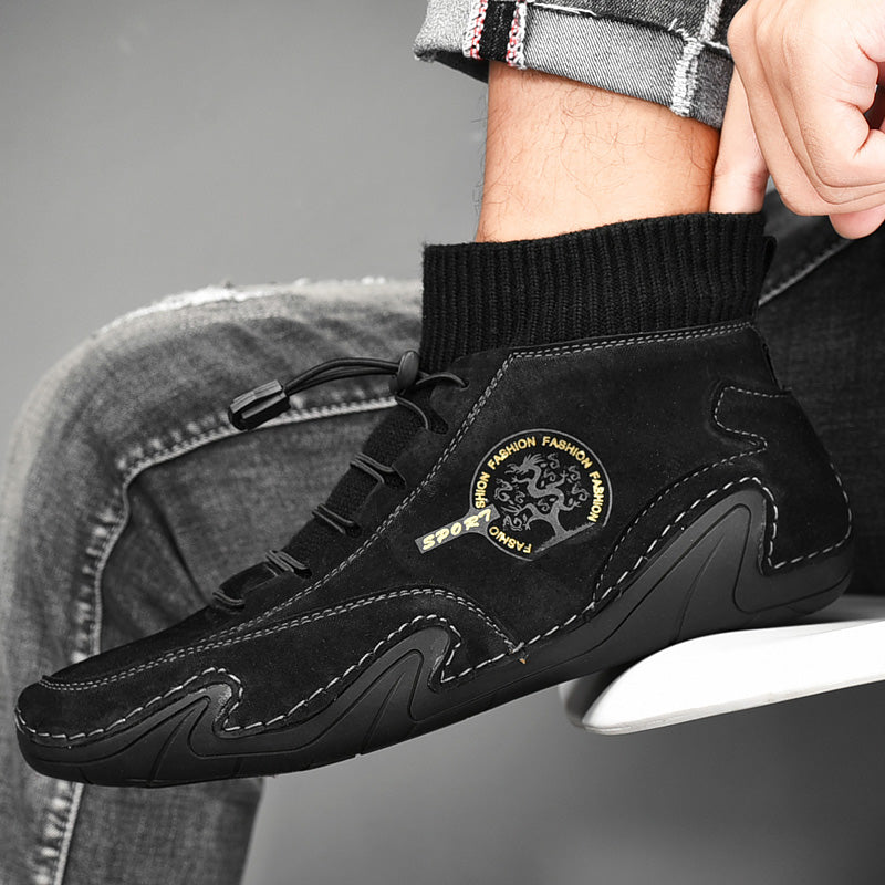 Plush Ankle Boots For Men Woolen Collar Orthopedic Shoes