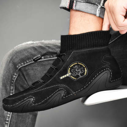 Plush Ankle Boots For Men Woolen Collar Orthopedic Shoes